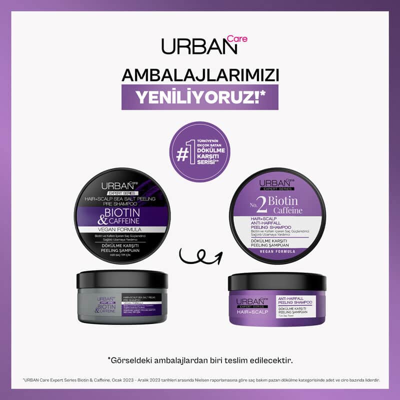 Urban Care شامبو تقشير الشعر بالبيوتين والكافيين من أوربان كير، 200 مل