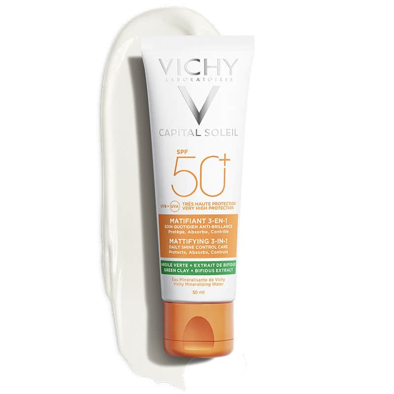 Vichy كريم فيشي كابيتال سولاي للوجه بعامل حماية من الشمس 50+ ومزيل لمعان 50 مل
