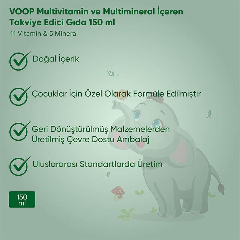 Voop مكمل غذائي متعدد الفيتامينات من فووب يحتوي على معادن متعددة 150 مل