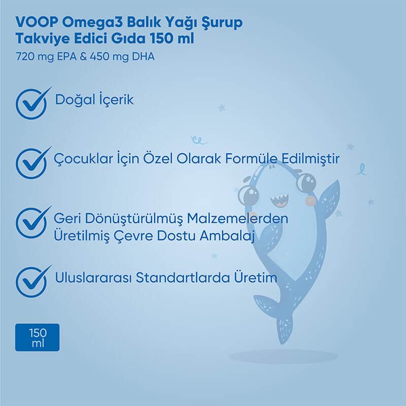 Voop Omega 3 food Supplement Containing Fish Oil 150 ml