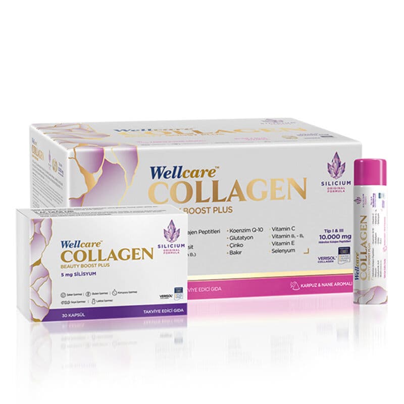 مكمل كولاجين بيوتي بوست 10,000 ملغ 30 أنبوب و30 كبسولة من ويل كير Wellcare
