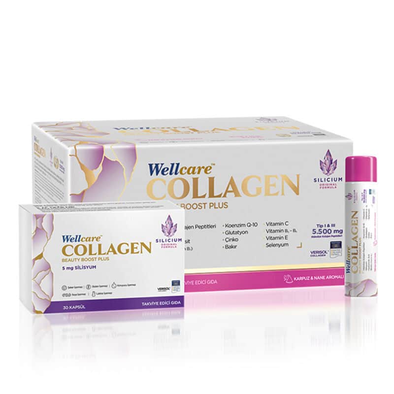 مكمل كولاجين بيوتي بوست 5.500 ملغ 30 أنبوب و30 كبسولة بنكهة البطيخ والنعناع من ويل كير Wellcare