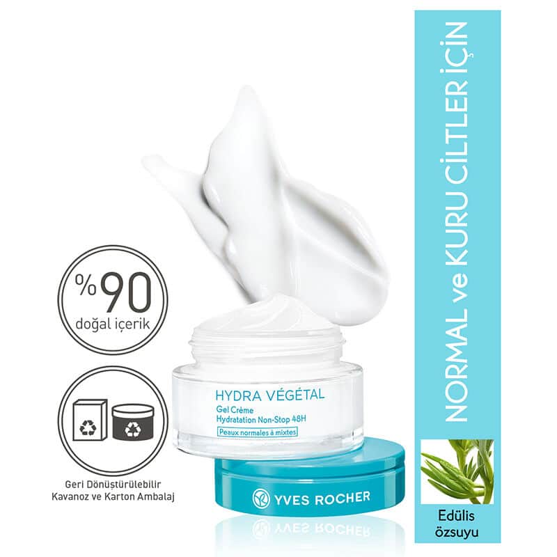 Yves Rocher كريم جل الترطيب العميق من إيف روشيه هيدرا فيجيتال لمدة 48 ساعة 50 مل