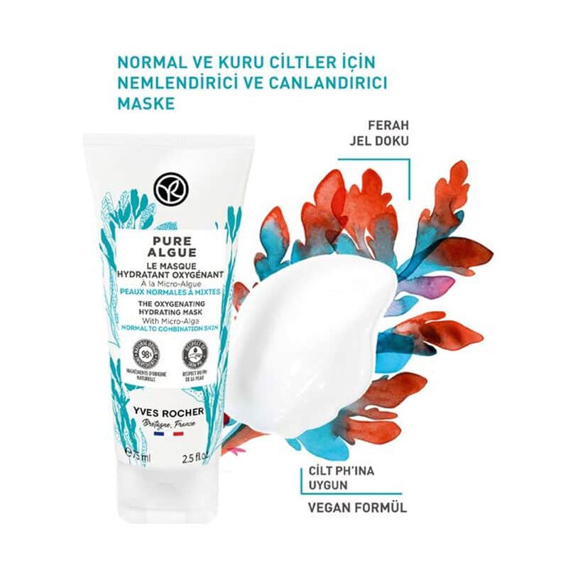 Yves Rocher قناع ترطيب وتجديد مكثف من إيف روشيه بيور ألغ 75 مل