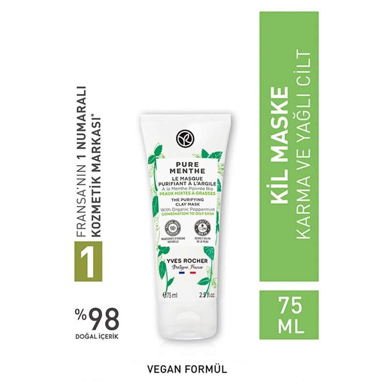 Yves Rocher قناع الطين المطفأ من إيف روشيه بيور مينث 75 مل