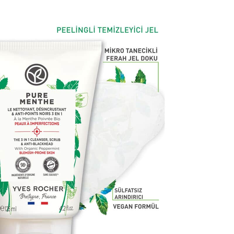 Yves Rocher جل غسول الوجه المقشر من إيف روشيه بيور مينث 125 مل