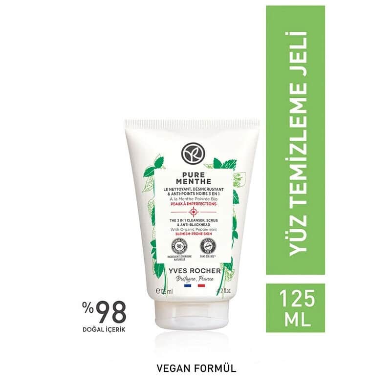 Yves Rocher جل غسول الوجه المقشر من إيف روشيه بيور مينث 125 مل