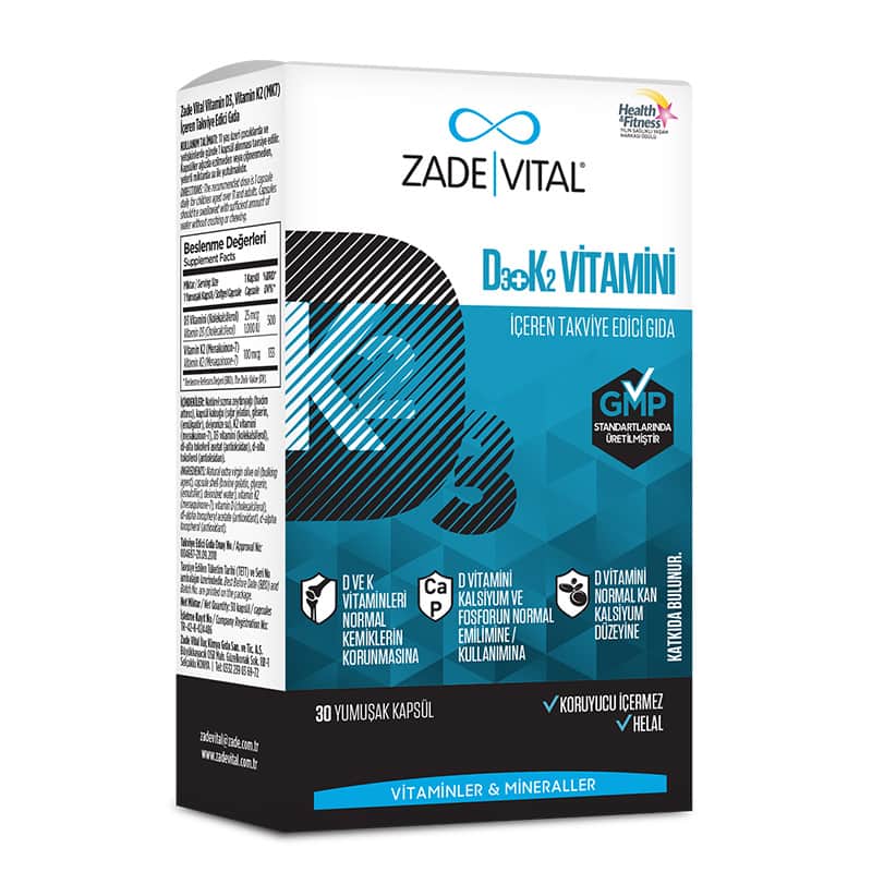 Zade Vital زاده فيتال فيتامين د3 ك2 30 كبسولة لينة