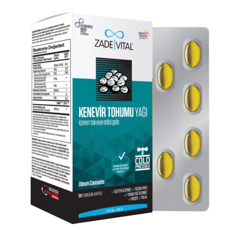 Zade Vital زيت بذور القنب زادي فيتال 1000 ملغ 30 كبسولة لينة